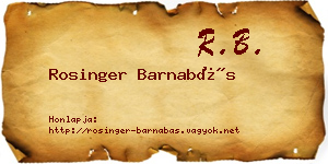 Rosinger Barnabás névjegykártya